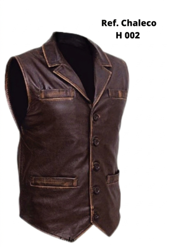 Chaleco Hombre Estilo Solapa Cuero Envejecido