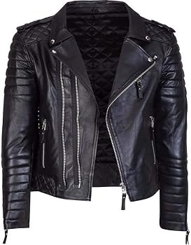 CHAM_NG_HO_07 Chamarra hombre estilo biker, hombros acolchados y doble cremallera