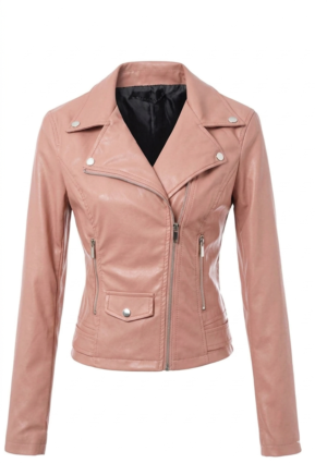 Chamarra dama con solapa clásica y bolsillo diagonal