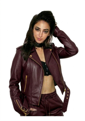 CHAM_VT_MU_25 Chamarra dama estilo biker con cremallera lateral y cinturón