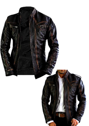 Chaqueta Hombre Estilo Motociclista Solapa Degradé