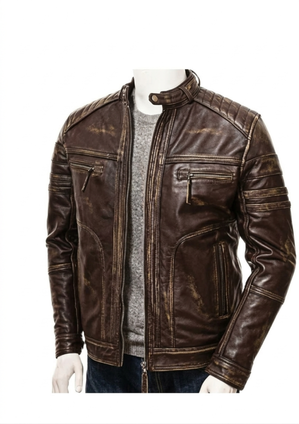 Chaqueta Hombre Estilo Motociclista Bolsillo Sencillo