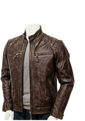 DEG_MO_HO_13 Chaqueta Hombre Estilo Motociclista Hombros Acolchados