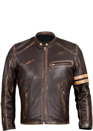 DEG_MO_HO_22 Chaqueta Hombre Estilo Motociclista Banda en Manga