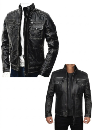 DEG_NG_HO_01 Chaqueta Hombre Estilo Motociclista Cuello Alto