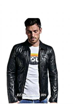 DEG_NG_HO_08 Chaqueta Hombre Estilo Motociclista Corte Slim