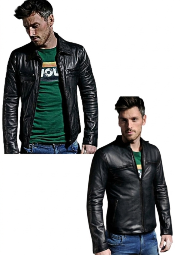 Chaqueta Hombre Estilo Motociclista Bolsillos con Tapa