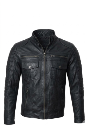 DEG_NG_HO_18 Chaqueta Hombre Estilo Motociclista Botones a Presión