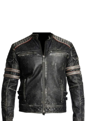DEG_NG_HO_19 Chaqueta Hombre Estilo Motociclista Franjas Deportivas