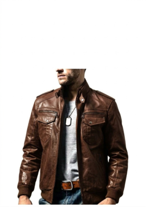 ENC_MO_HO_01 Chaqueta Hombre Estilo Bomber Encerado Cuello Tira