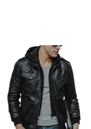 Chaqueta Hombre Estilo Utilitario Encerado Con Capucha
