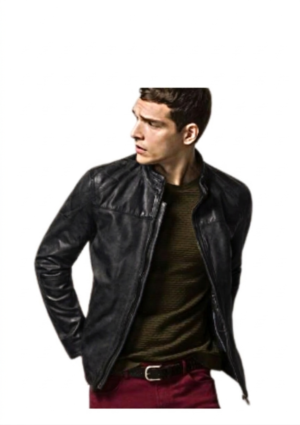 Chaqueta Hombre Estilo Motociclista Encerado Slim
