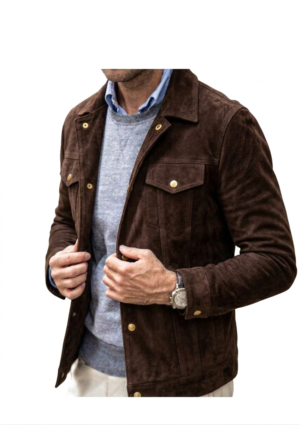 GAM_MO_HO_04 Chaqueta Hombre Estilo Camisera Gamuza Botones