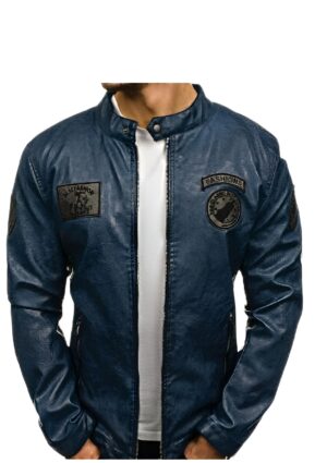 INF_AO_HO_16 Chaqueta informal hombre con parches decorativos y cuello mao