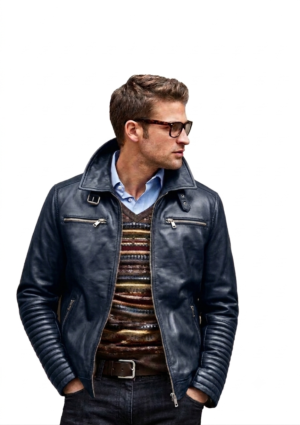 INF_AO_HO_33 Chaqueta casual hombre con cuello alto y mangas acolchadas