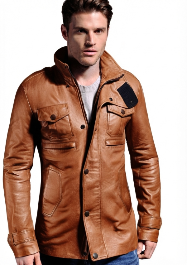 Chaqueta casual hombre estilo parka con bolsillos con solapa