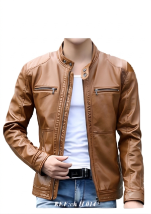 INF_MI_HO_12 Chaqueta casual hombre con cuello mao y cremalleras en el pecho