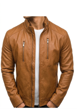 INF_MI_HO_17 Chaqueta informal hombre con cuello alto y cremalleras en el pecho