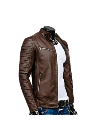 INF_MO_HO_34 Chaqueta casual hombre estilo biker con mangas pespuntadas