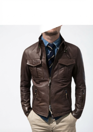 INF_MO_HO_44 Chaqueta casual hombre con solapa ancha y bolsillos de parche