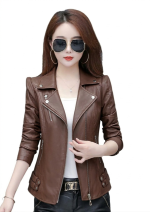 Informal dama estilo biker con cremallera cruzada