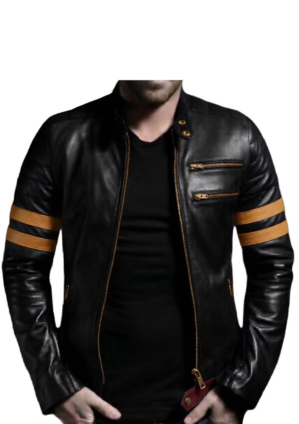 Chaqueta casual hombre con franjas en las mangas y cremalleras