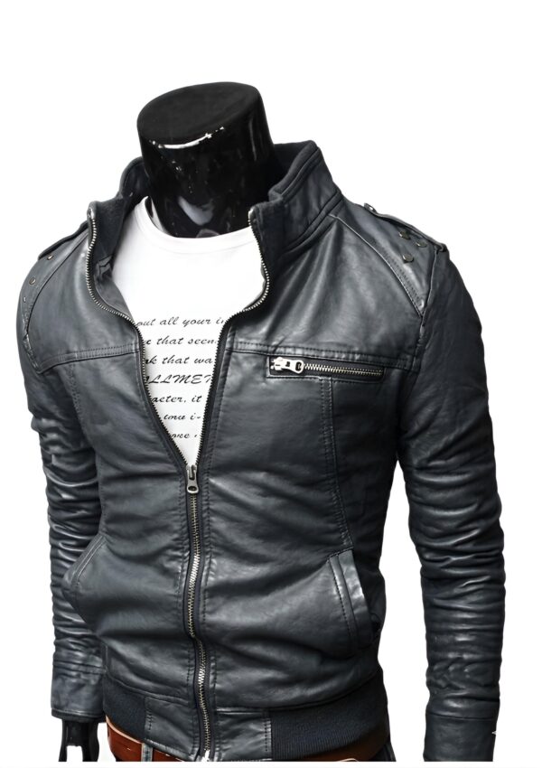 Chaqueta informal hombre con hombros acolchados y cremallera diagonal