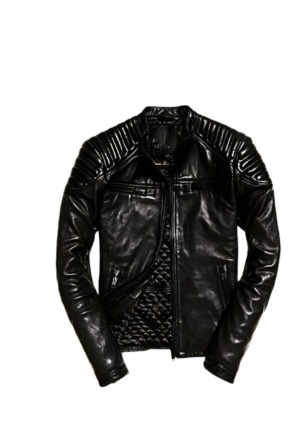 Chaqueta casual hombre con hombreras acolchadas y cremalleras