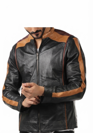 INF_NG_HO_66 Chaqueta informal caballero con paneles combinados en hombros y mangas