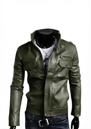 Chaqueta casual hombre con bolsillos de parche con solapa y botones en el pecho