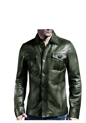 INF_VM_HO_59 Chaqueta informal caballero estilo camisa con bolsillos frontales de solapa y botones