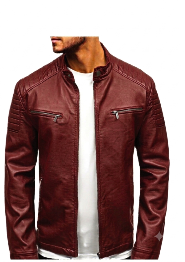 Chaqueta informal caballero con cuello alto y bolsillos horizontales con cremallera