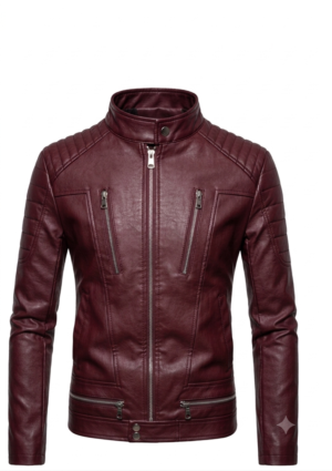 Chaqueta casual hombre con cremalleras diagonales en el pecho y cuello alto