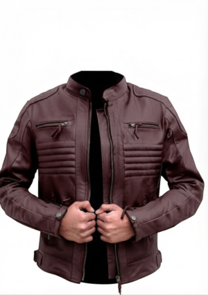 INF_VT_HO_71 Chaqueta informal caballero con paneles acolchados horizontales en el pecho y cuello alto