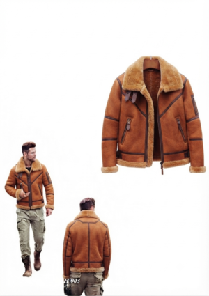 Chaqueta ovejera hombre aviador cremalleras diagonales