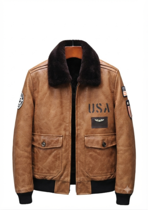 OVE_MC_HO_12 Chaqueta ovejera hombre estilo aviador parches