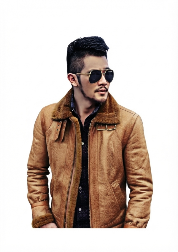 Chaqueta ovejera hombre cuello amplio hebillas