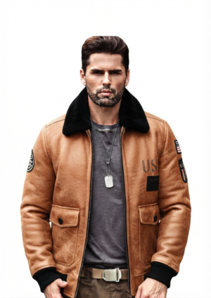 Chaqueta ovejera hombre aviador cuello alto
