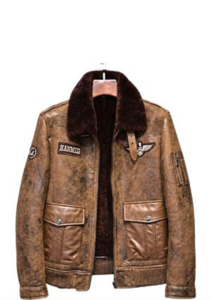 OVE_MC_HO_37 Chaqueta ovejera hombre estilo piloto parches