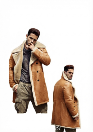 OVE_MI_HO_32 Chaqueta ovejera hombre estilo gabán largo cruzado