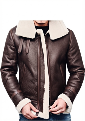 OVE_MO_HO_04 Chaqueta ovejera hombre estilo aviador con cremallera central