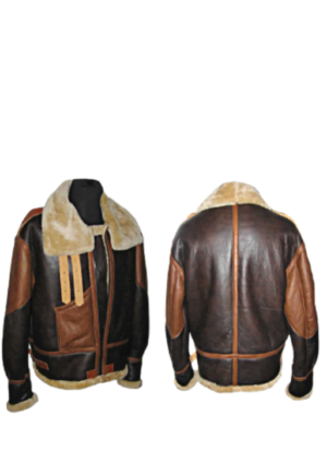 OVE_MO_HO_11 Chaqueta ovejera hombre estilo militar bicolor con correas