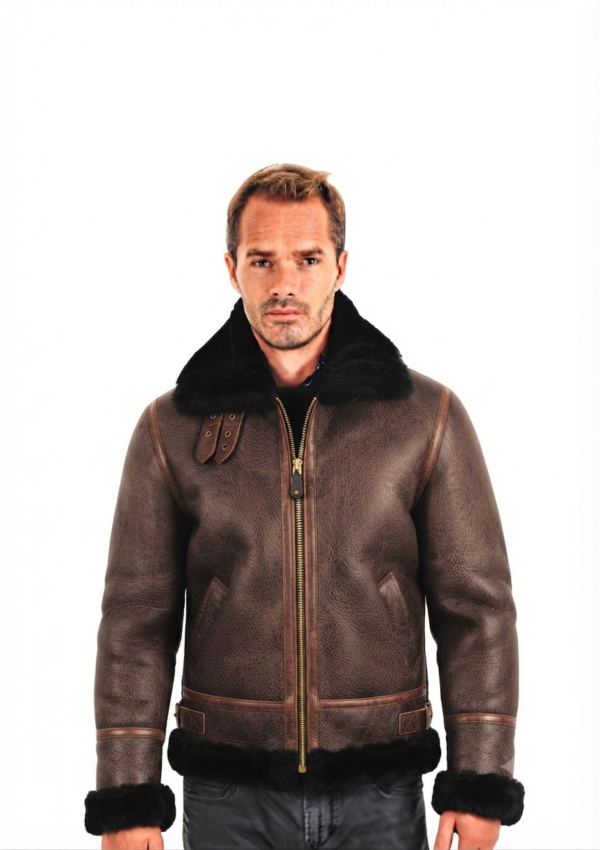 OVE_MO_HO_14 Chaqueta ovejera hombre cremallera metálica y ribetes