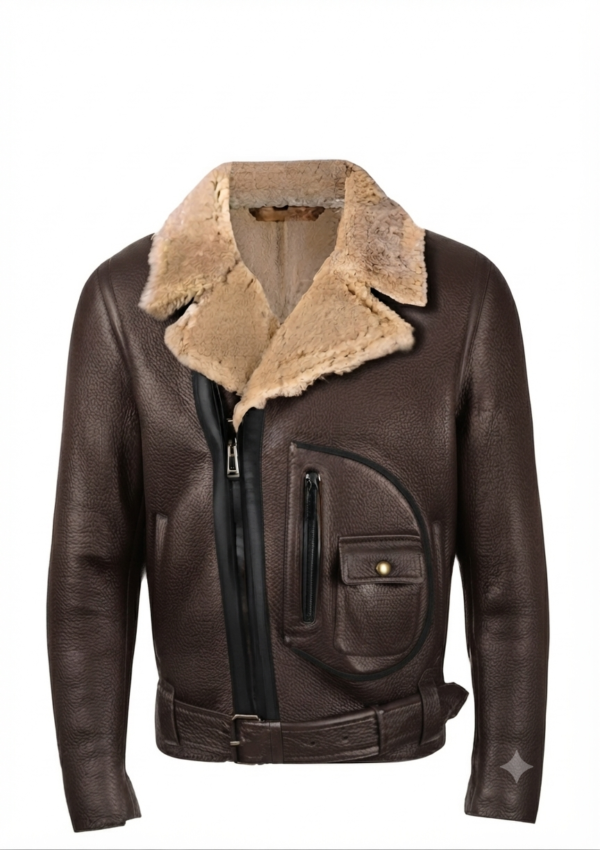 OVE_MO_HO_22 Chaqueta ovejera hombre bolsillo frontal y cierre diagonal
