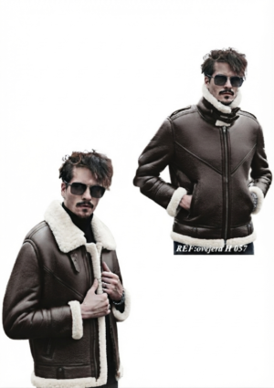 OVE_MO_HO_30 Chaqueta ovejera hombre texturizada cuello alto ajustable