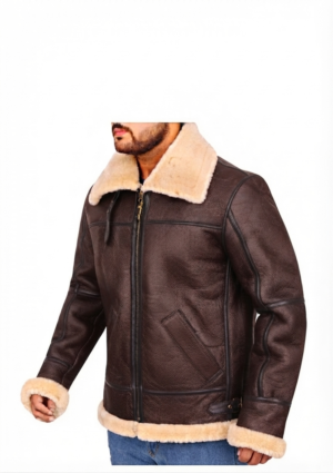 OVE_MO_HO_35 Chaqueta ovejera hombre estilo aviador con cremallera
