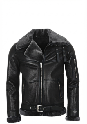 OVE_NG_HO_26 Chaqueta ovejera hombre estilo moto con múltiples cierres